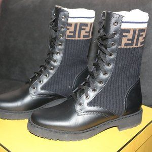 FENDI Rockoko Biker Combat Boots